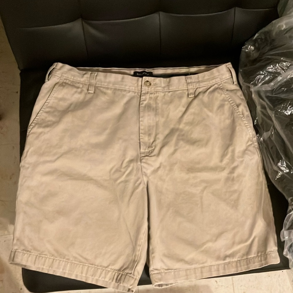 NAUTICA MEN'S KHAKI FLAT FRONT (NOT PLEATED) SHORTS 38W